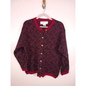 Quill's Wool Hand Knit Irish Ireland Cardigan Grannycore Women's Size L